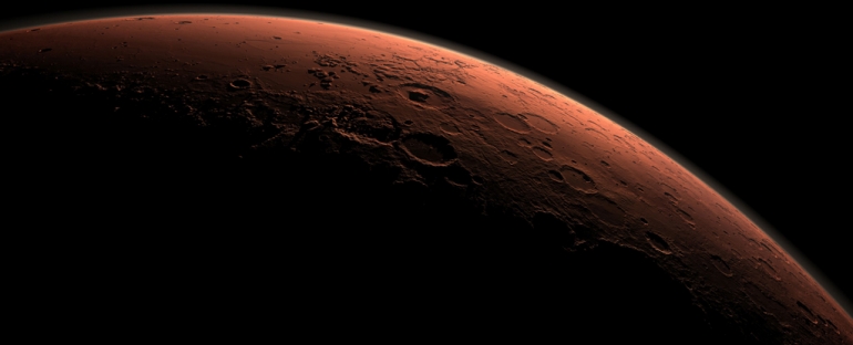 Kompjuterski generiran pogled na Marsov horizont. (NASA/JPL-Caltech)